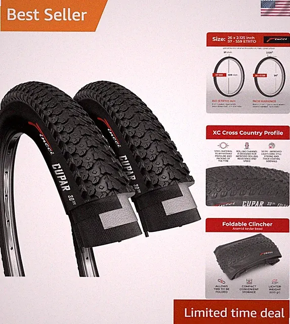 Foldable 26 x 2.125 Inch Bike Tires for Mountain and Hybrid Bicycles