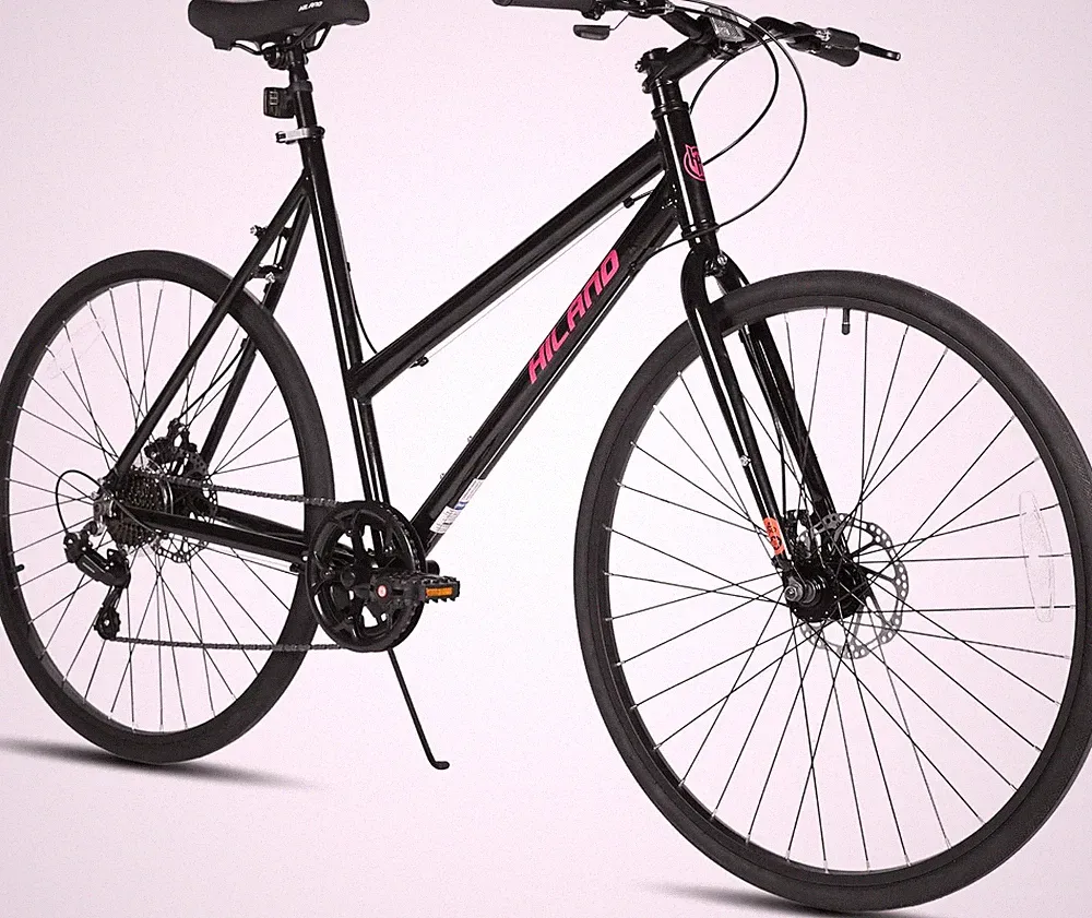 HILAND 700C Hybrid Bike, 7-Speed Urban Commuter Bicycle with Disc Brake